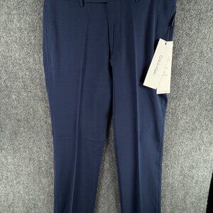 NWT Calvin Klein Dress Pants Navy Blue 30x30 Skinny $135 Wool Spandex Stretch